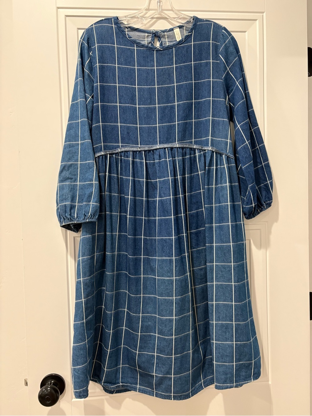 Blue Windowpane Plaid Shift Dress